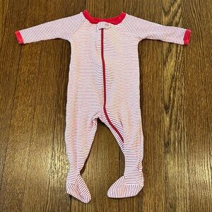 LAKE Red & White Striped Baby Footie PJs
